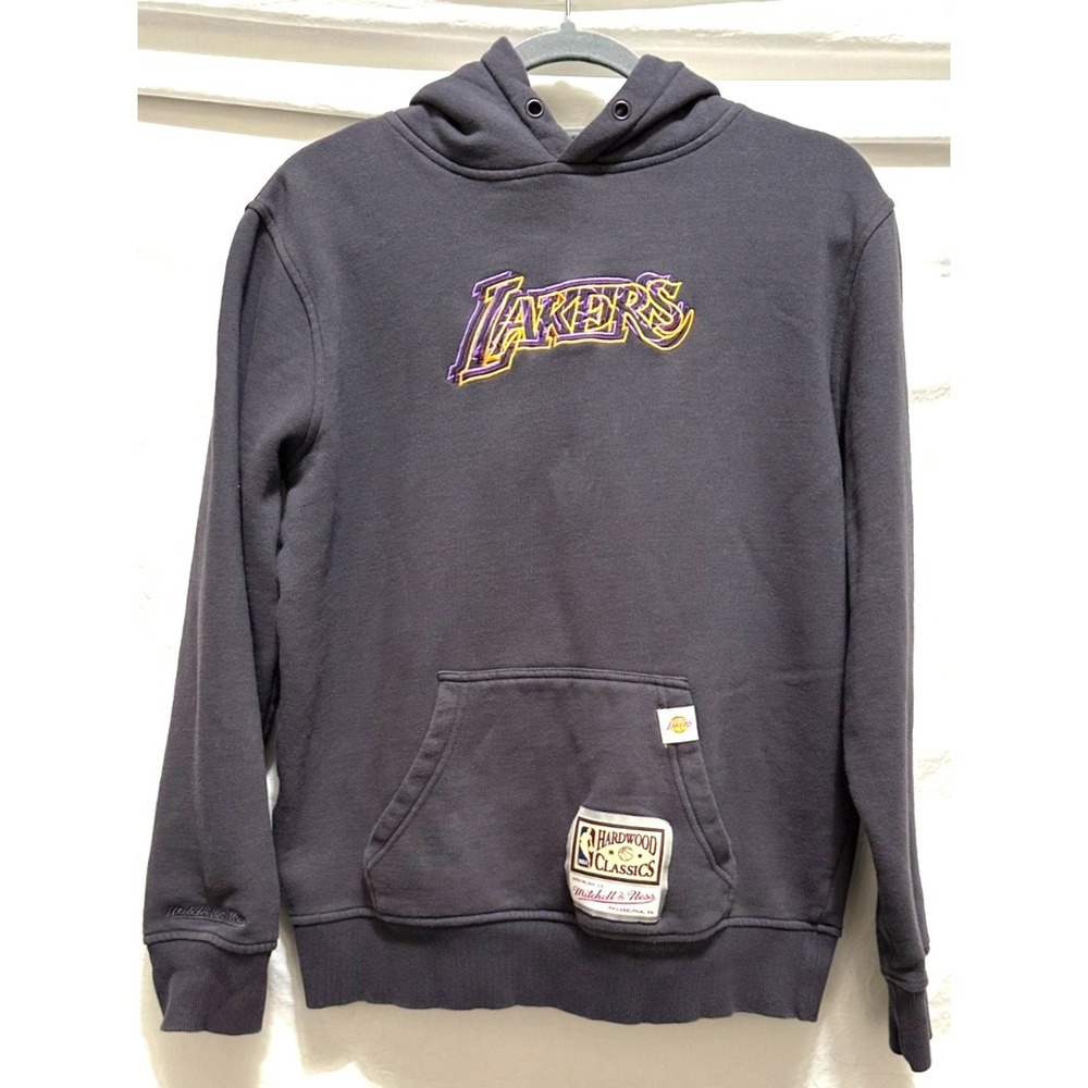 Mitchell & Ness Men's Small Gray NBA Lakers Hardwood Classics Hoodie